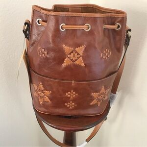 Patricia Nash (Brindisi) leather drawstring tote bag.